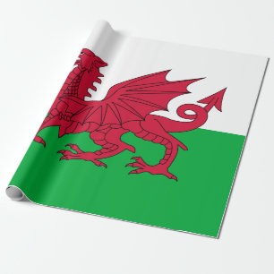 Walisische Flagge (Wales) (walisischer Drache) Geschenkpapier