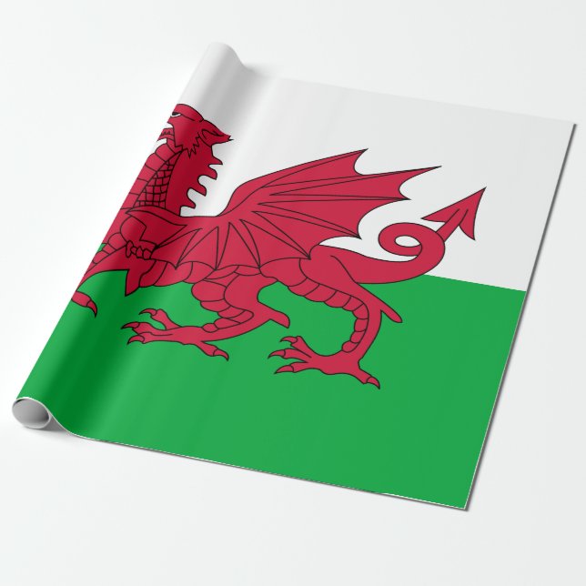 Walisische Flagge (Wales) (walisischer Drache) Geschenkpapier (Ungerollt)