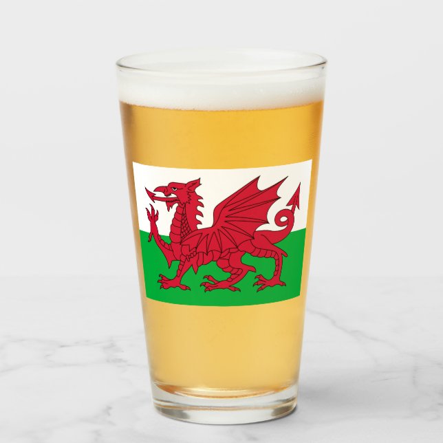 Walisische Flagge (Wales) (walisischer Drache) Glas (Vorne (Gefüllt))