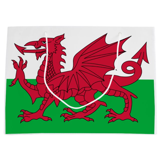 Walisische Flagge (Wales) (walisischer Drache) Große Geschenktüte (Vorderseite)