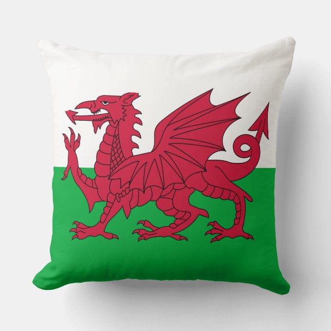 Walisische Flagge (Wales) (walisischer Drache) Kissen (Vorderseite)