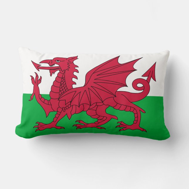 Walisische Flagge (Wales) (walisischer Drache) Lendenkissen (Vorderseite)