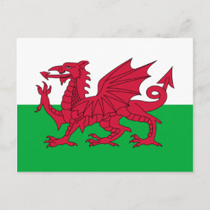 Walisische Flagge (Wales) (walisischer Drache) Postkarte