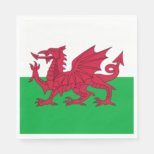 Walisische Flagge (Wales) (walisischer Drache) Serviette (Vorderseite)