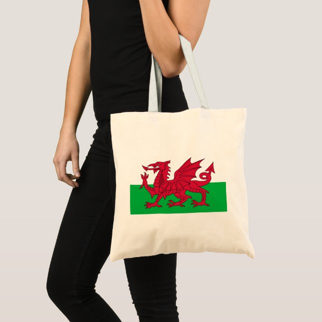 Walisische Flagge (Wales) (walisischer Drache) Tragetasche (Vorderseite (Produkt))