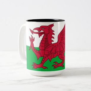 Walisische Flagge (Wales) (walisischer Drache) Zweifarbige Tasse