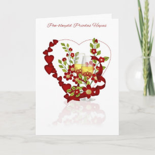 Walisische Hochzeitsjubiläum mit Champagnerblumen Karte