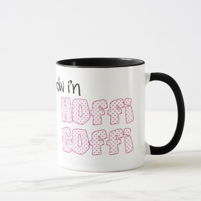 Walisische Kaffee-Tasse: Hoffi Coffi, Pink Polka D Tasse (Rechts)