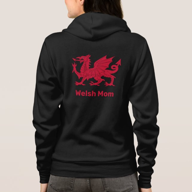 Walisische Mama, Red Dragon & Wales Mode / Cymru Hoodie (Rückseite)