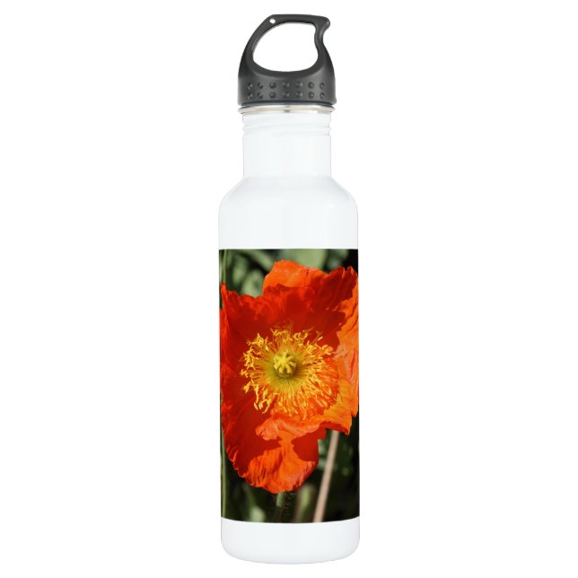 Walisische Mohnblume (Orange) Edelstahlflasche (Vorderseite)