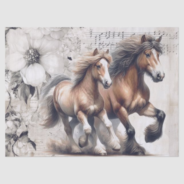 Walisische Pony und Cob Horse Decoupage Seidenpapier (Vorderseite)