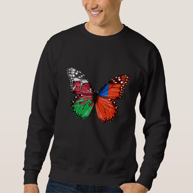 Walisische Samoaner Flag Butterfly Sweatshirt (Vorderseite)