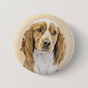 Walisische Springer Spaniel-Malerei - Originale Hu Button