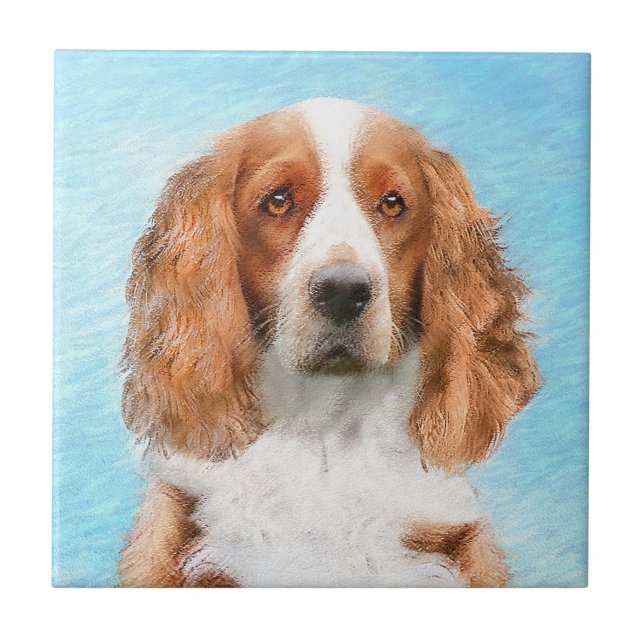 Walisische Springer Spaniel Malerei - Originale Hu Fliese (Vorderseite)