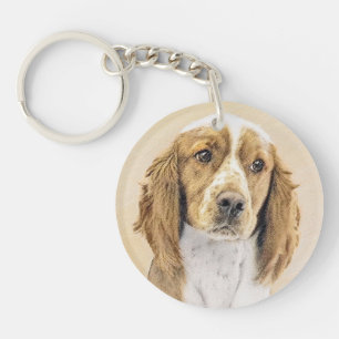 Walisische Springer Spaniel Malerei - Originale Hu Schlüsselanhänger