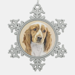 Walisische Springer Spaniel Malerei - Originale Hu Schneeflocken Zinn-Ornament