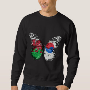 Walisische südkoreanische Flag Butterfly Sweatshirt