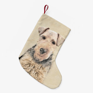 Walisische Terrier-Malerei - Niedliche Original Hu Kleiner Weihnachtsstrumpf