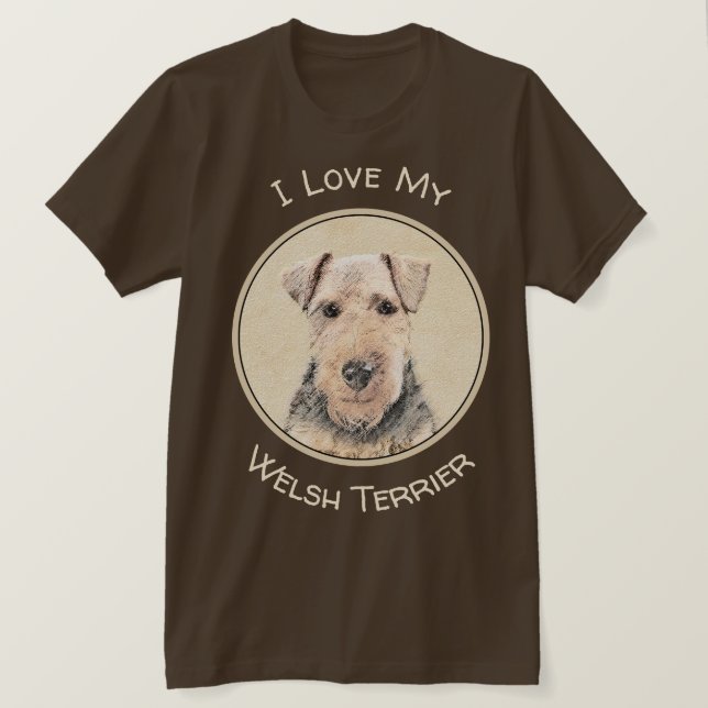 Walisische Terrier-Malerei - Niedliche Original Hu T-Shirt (Design vorne)