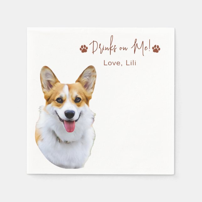 Walisischer Corgi Dog Personalisierte Getränke Serviette (Vorderseite)