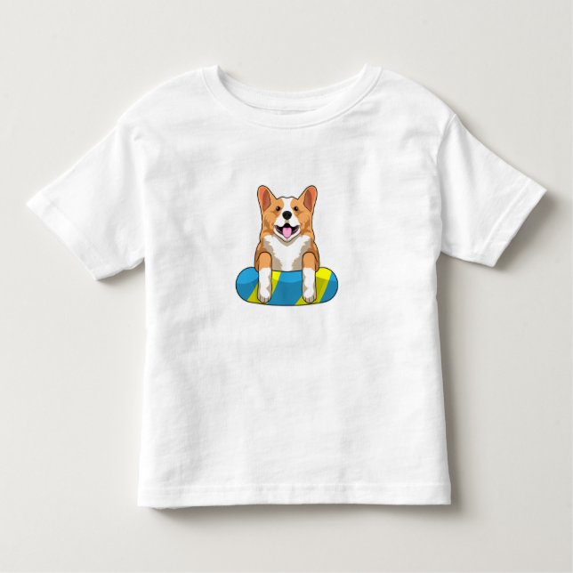Walisischer Corgi im Schwimmen mit Brett Kleinkind T-shirt (Vorderseite)