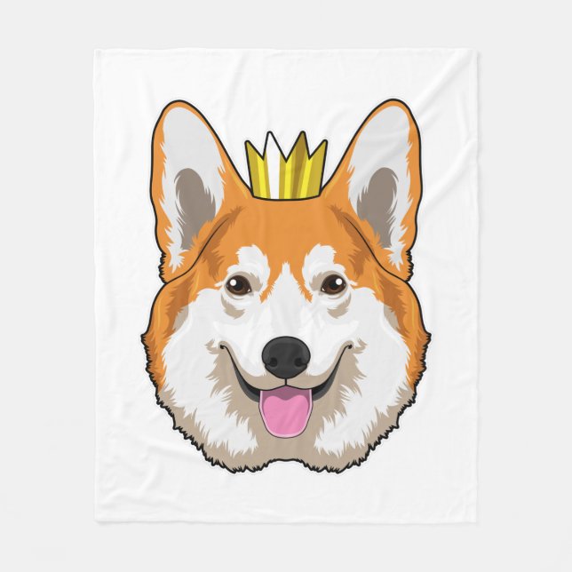 Walisischer Corgi mit Krone Fleecedecke (Vorderseite)
