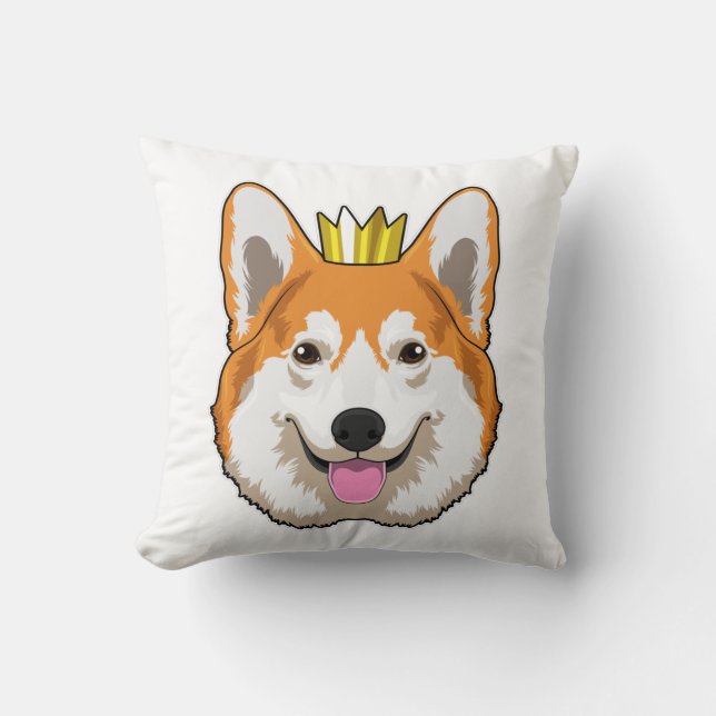Walisischer Corgi mit Krone Kissen (Vorderseite)