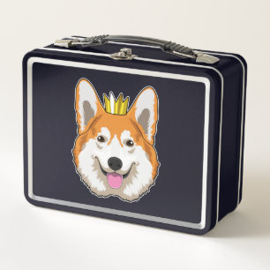 Walisischer Corgi mit Krone Metall Brotdose