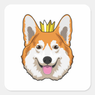 Walisischer Corgi mit Krone Quadratischer Aufkleber