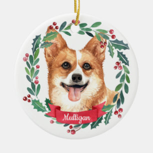 Walisischer Corgi Weihnachten Eleganter Wasserfarb Keramik Ornament