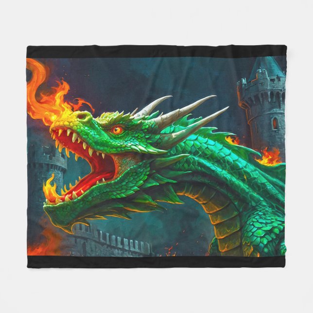 Walisischer Drache heizt englisches Schloss Fleecedecke (Vorderseite (Horizontal))