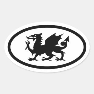 Walisischer Drache Ovaler Aufkleber