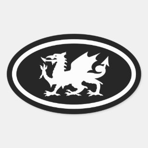 Walisischer Drache Ovaler Aufkleber