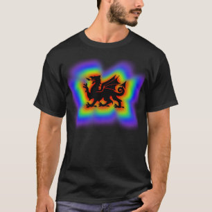 Walisischer Regenbogen-Schatten-Drache T-Shirt