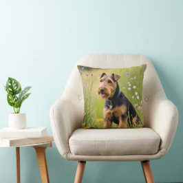 Walisischer Terrier in Wildblume Wiese Kissen