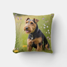 Walisischer Terrier in Wildblume Wiese Kissen