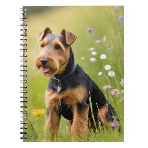 Walisischer Terrier in Wildblume Wiese Notizblock