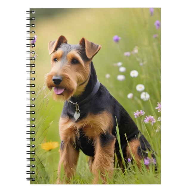 Walisischer Terrier in Wildblume Wiese Notizblock (Vorderseite)