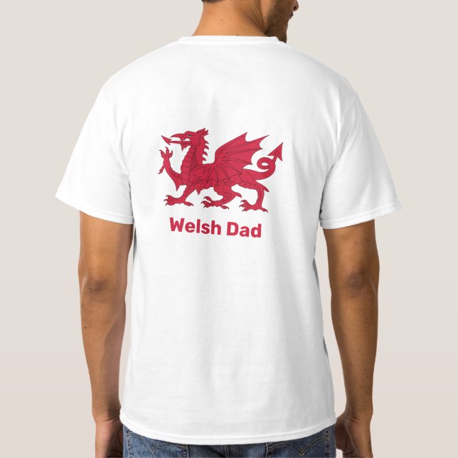 Walisischer Vater, Roter Drache & Wales, Flagge /  T-Shirt (Rückseite)