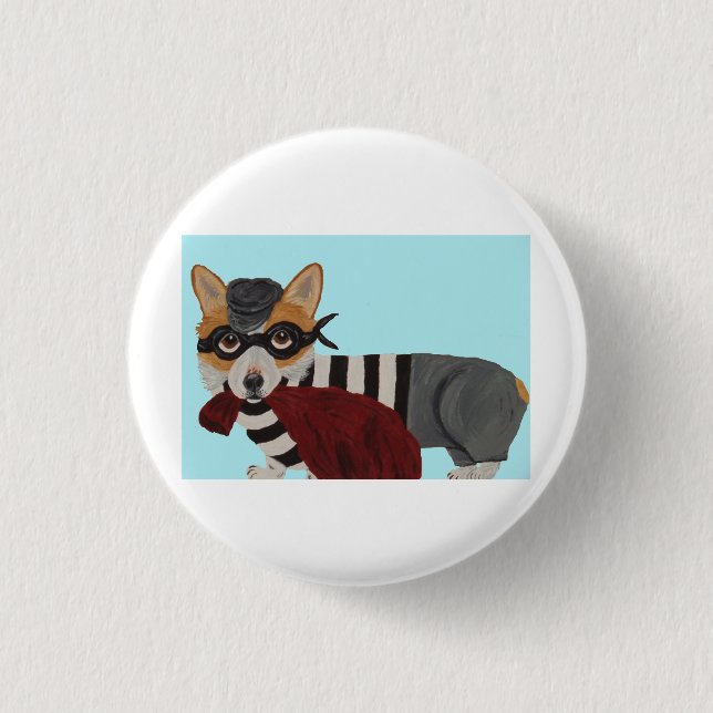 Walisiser Corgi Leckerli Dieb Einbrecher Button (Vorderseite)