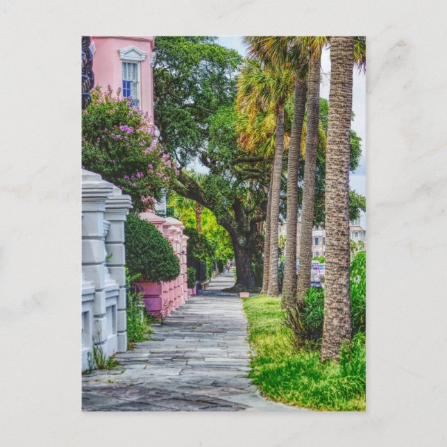 Walk Along Rainbow Row Postkarte (Vorderseite)