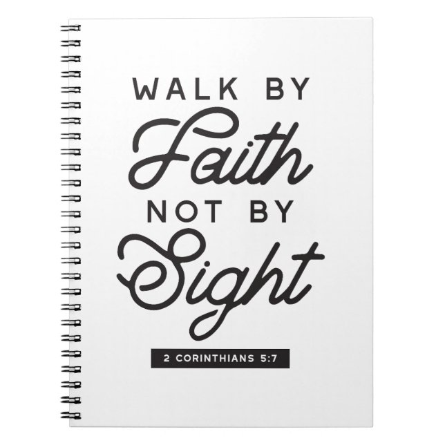 "Walk by Faith" Bible Verse Typografie Design Notizblock (Vorderseite)