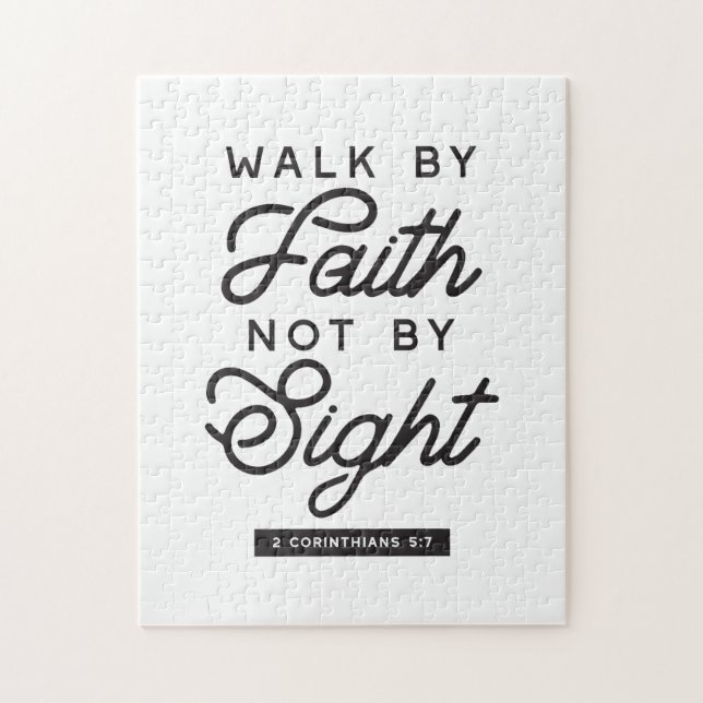 "Walk by Faith" Bible Verse Typografie Design Puzzle (Vertikal)