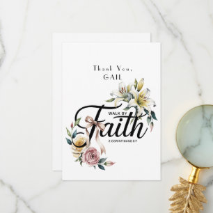 "Walk by Faith Floral Scripture Design Dankeskarte