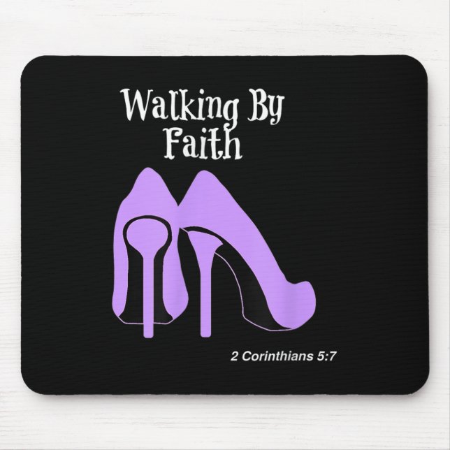 Walk By Faith Graphic Christian Design With Purple Mousepad (Vorne)