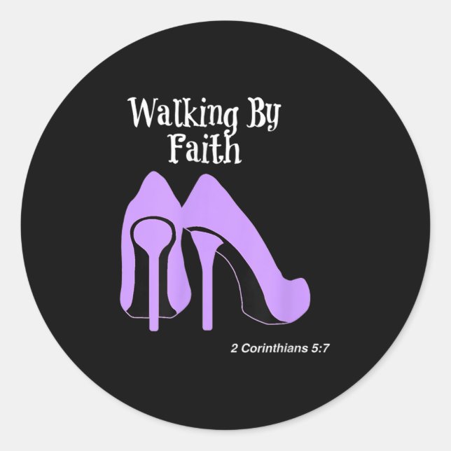 Walk By Faith Graphic Christian Design With Purple Runder Aufkleber (Vorderseite)
