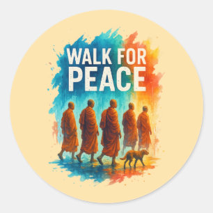 Walk For Peace – Regenmönch-Marsch-Splash-Art Runder Aufkleber