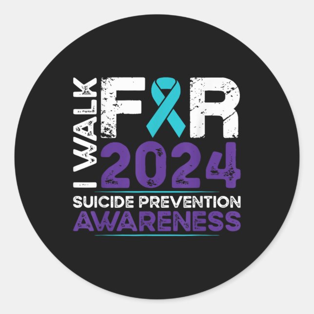 "Walk for Suicide Prevention Awareness 2024" Runder Aufkleber (Vorderseite)