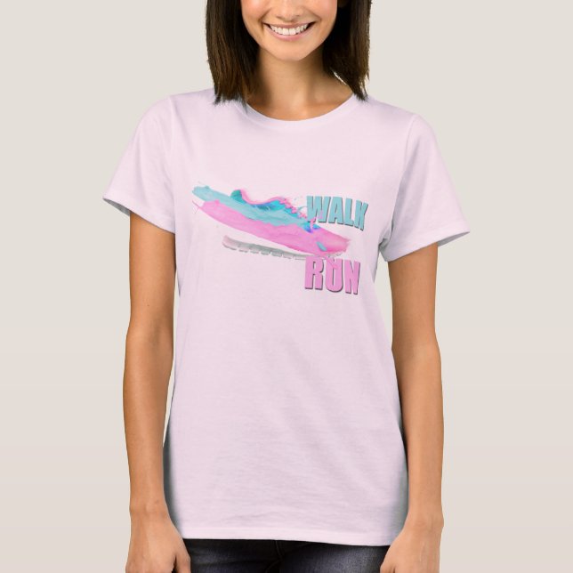 WALK RUN Pink Blue Splash Paint Running Shot T-Shirt (Vorderseite)