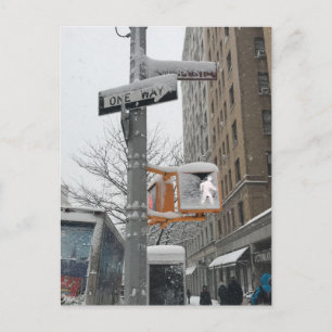 Walk Street Sign Snow Upper West Side New York NYC Postkarte